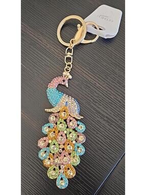 Crystal Peacock Shaped Keychain Or Handbag Charm NWT